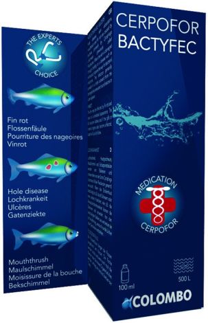 Colombo cerpofor Bactyfec 100 ml medicijn tegen bacteriële infectie bij vissen.